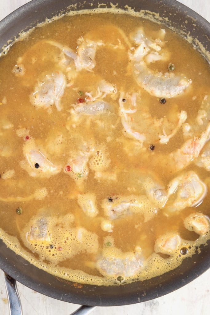 cooking shrimp in broth