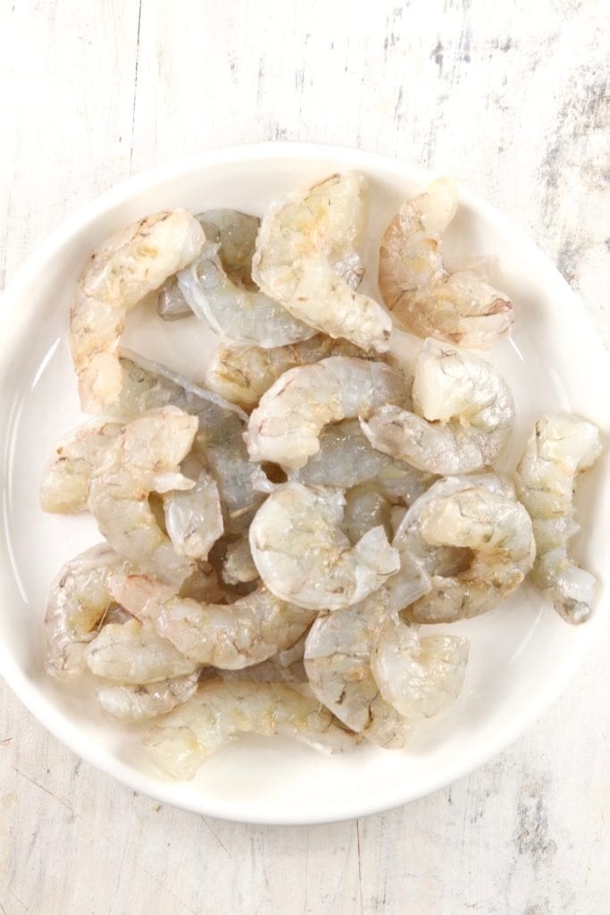 Peeled shrimp in a bowl- raw