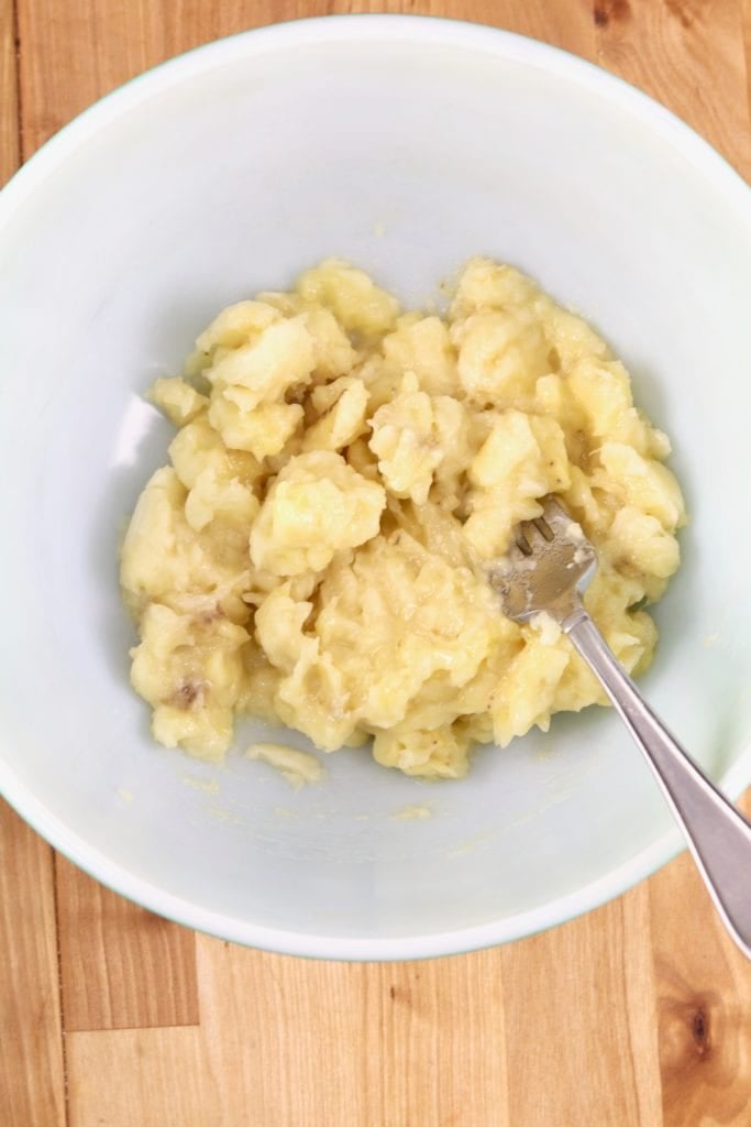mashed bananas in a bowl