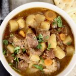 Beef Stew with saltine crackers