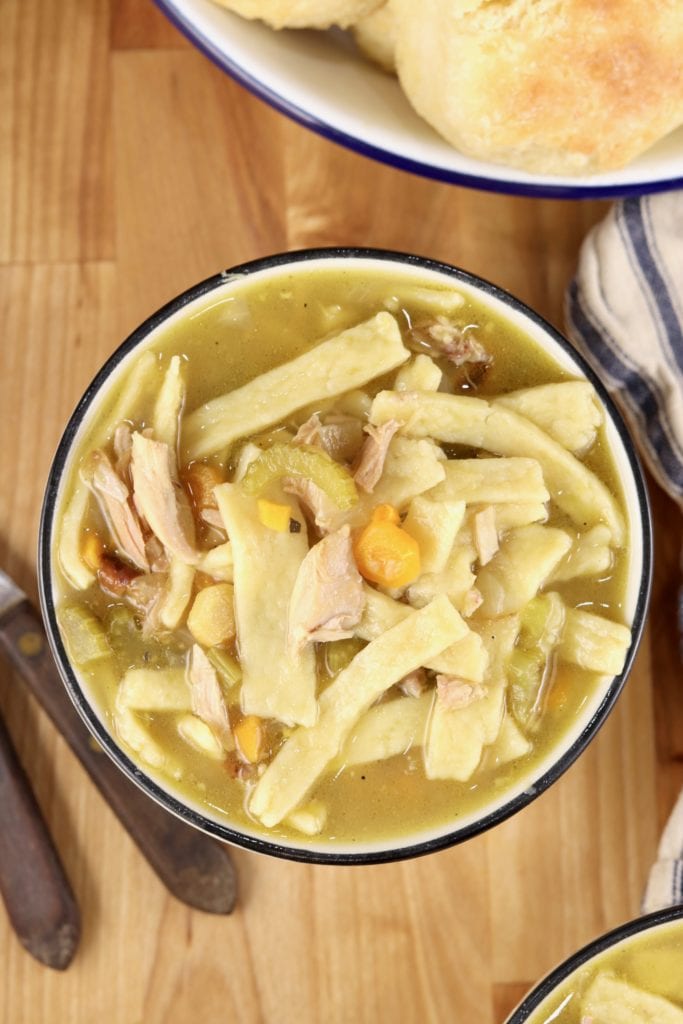 Bowl of homemade chicken noodle soup
