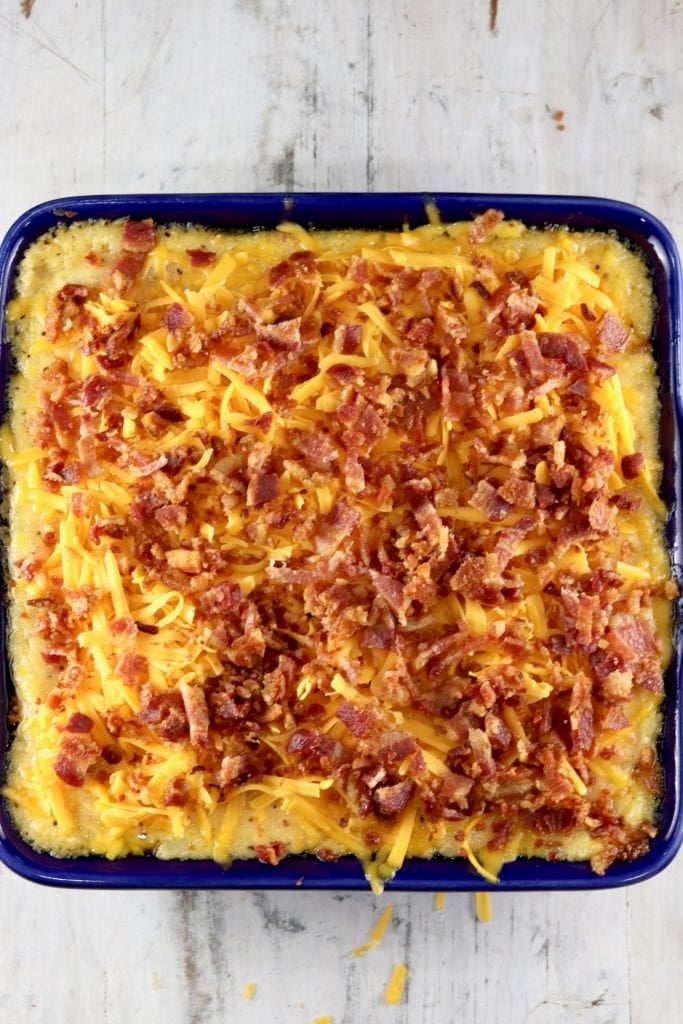 bacon and cheese topped potato casserole