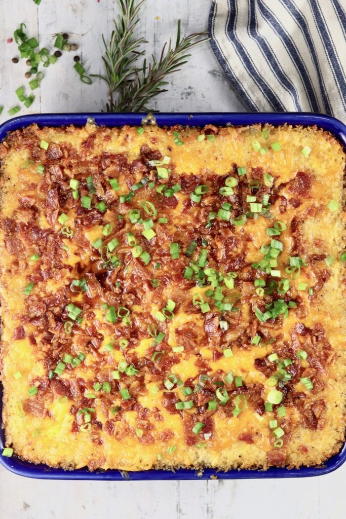 Baked potato casserole with bacon and green onions