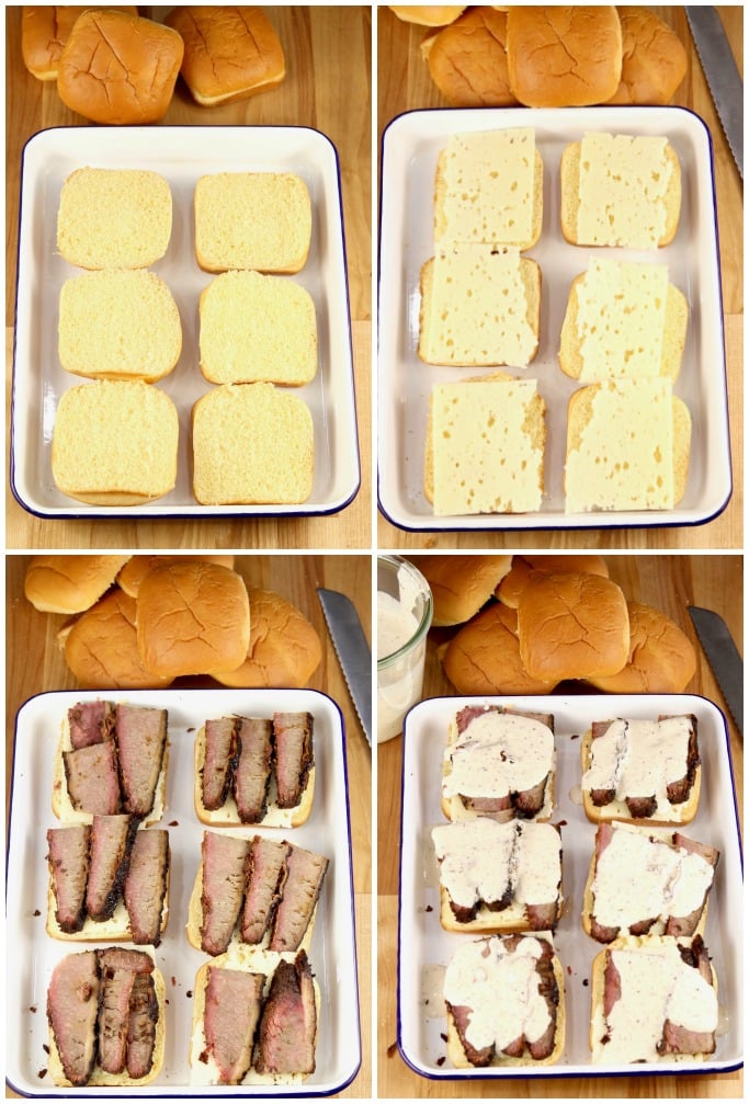 collage how to make brisket slider sandwiches