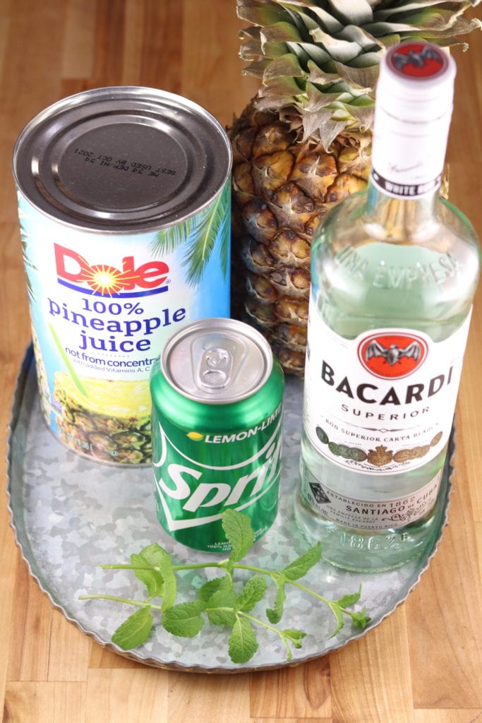 Ingredients for Pineapple Mojitos Cocktails