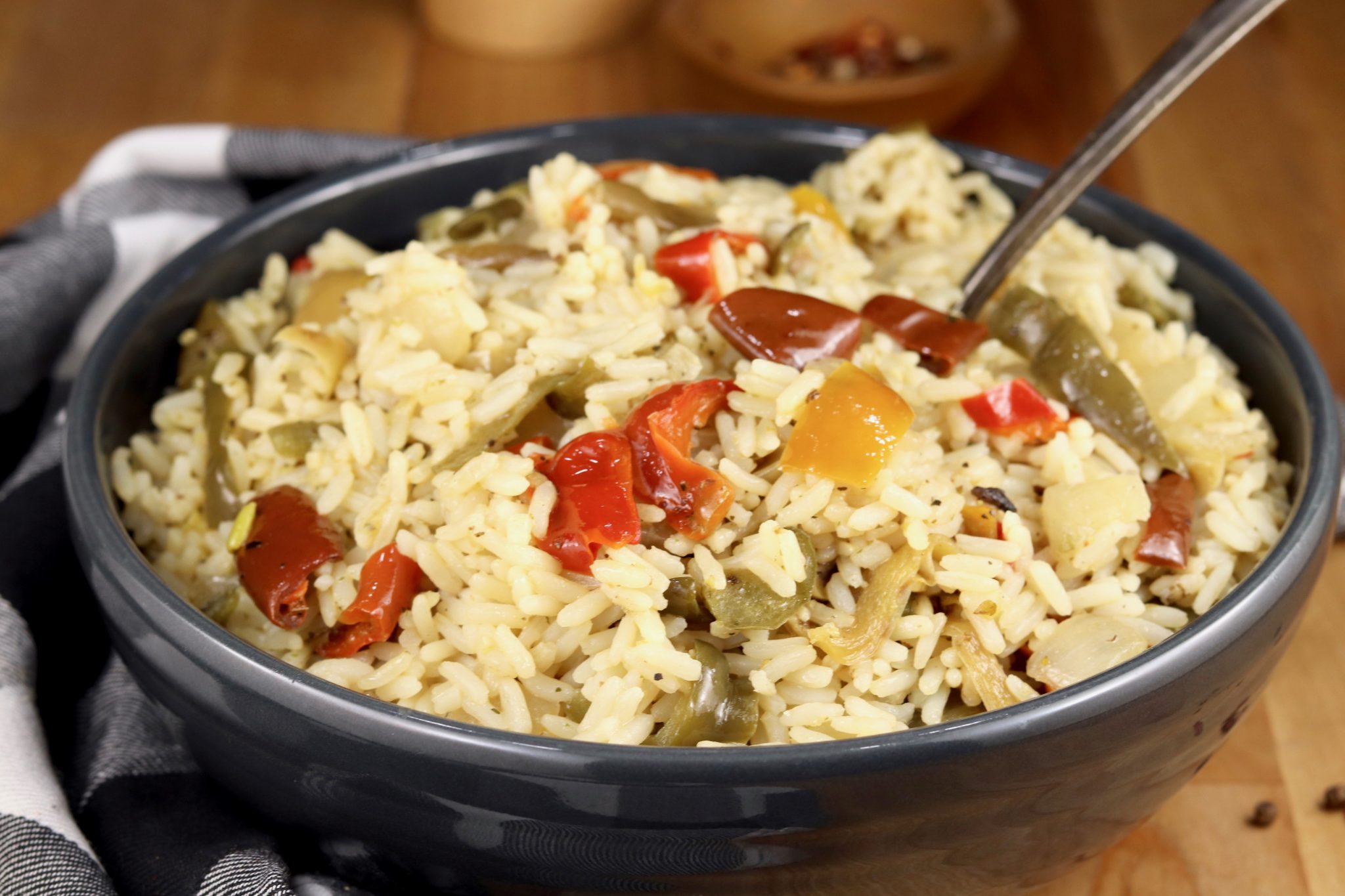 Rice Pilaf {with Peppers & Onions} - Miss in the Kitchen