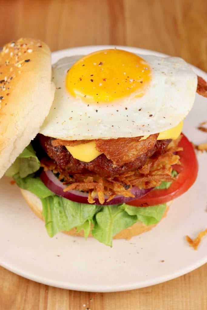 Brunch Burger topped with sunny side up egg