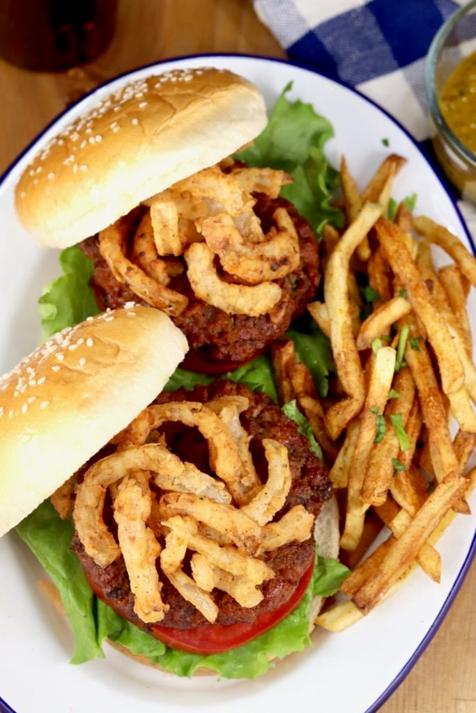 Platter of Burgers and French Fries