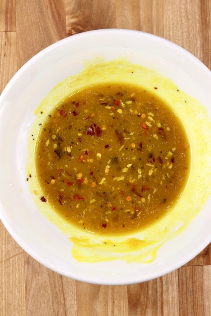 Homemade Honey Mustard Sauce with red pepper flakes