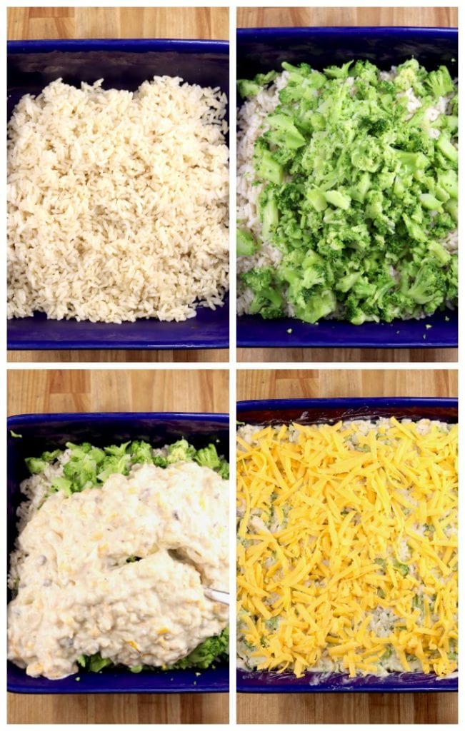 Broccoli Rice Casserole with onions and cheese