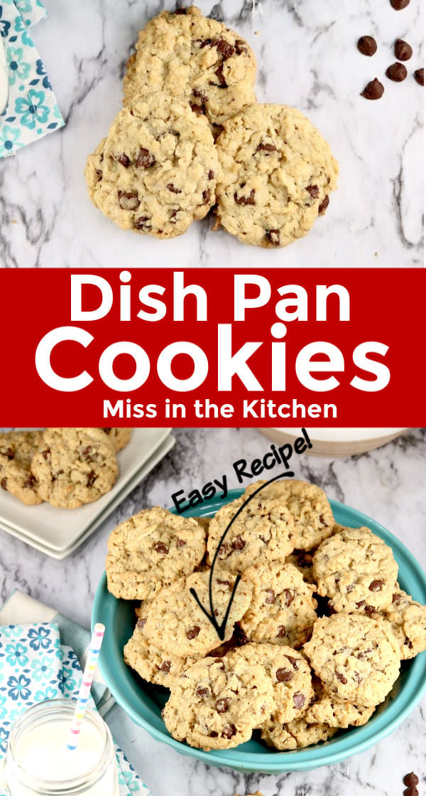 Collage - dish pan cookies with chocolate chips