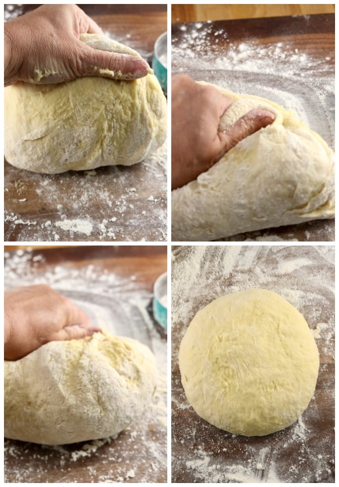 Kneading yeast dough for homemade cinnamon rolls