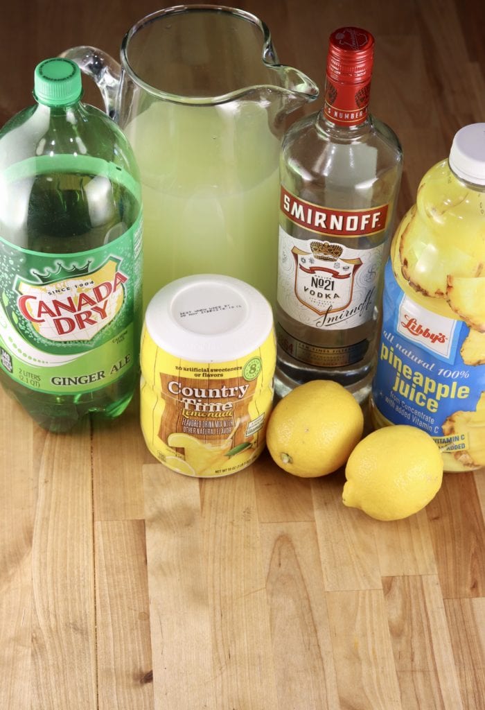 ingredients for pineapple vodka lemonade