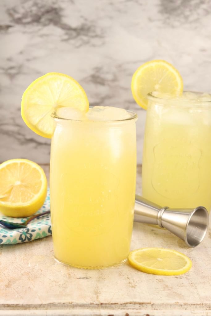 Spiked Lemonade garnished with lemon