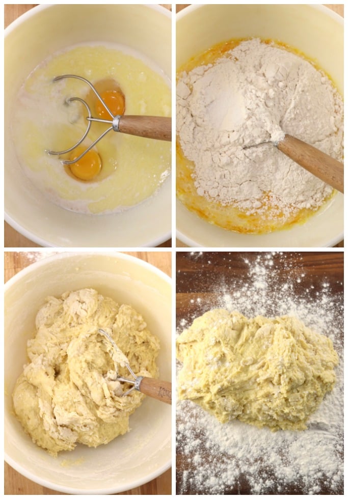 Step by step making yeast dough for homemade cinnamon rolls