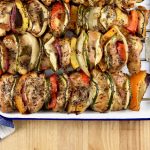 Grilled chicken and vegetable kebabs
