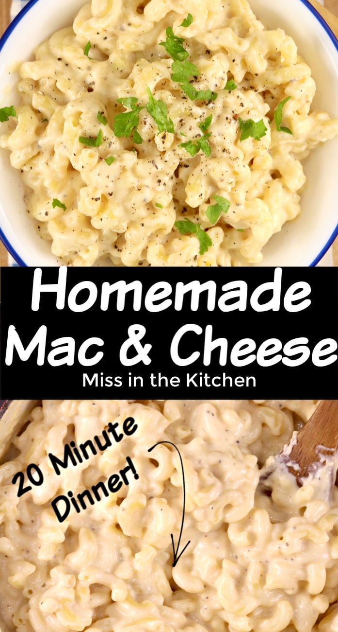 Homemade Mac and Cheese collage with text overlay