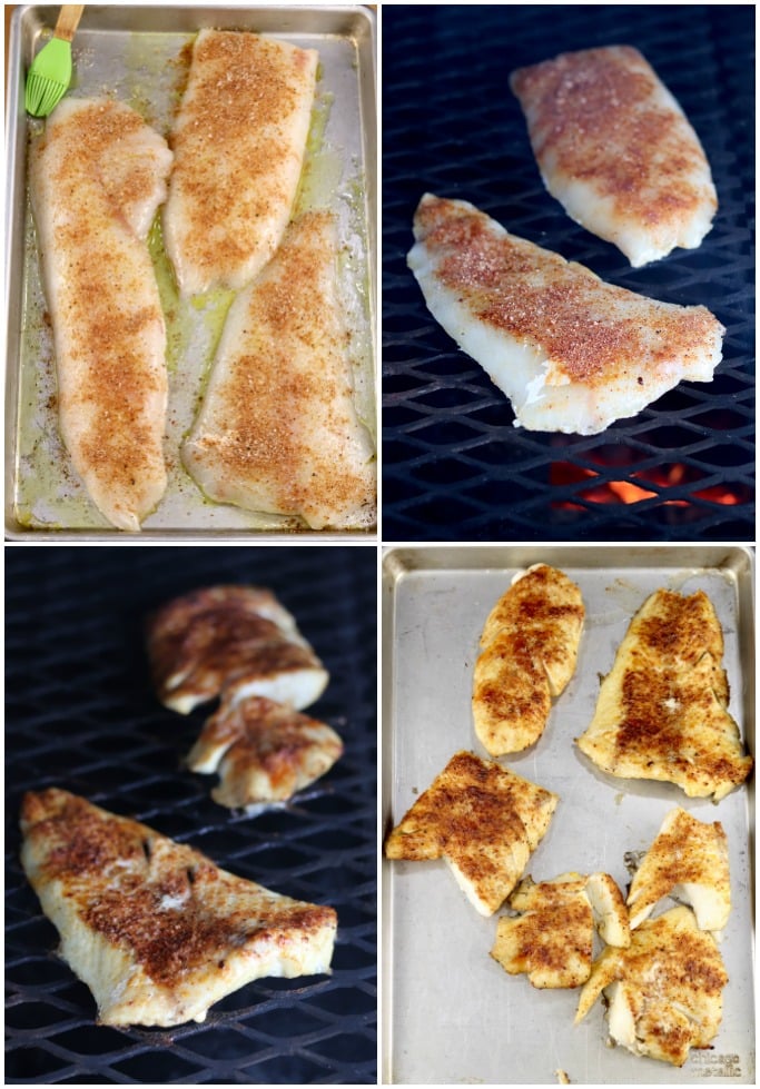 Step by step of grilling cod for tacos