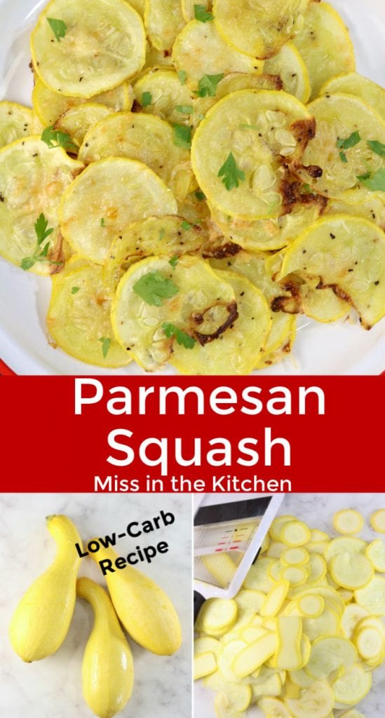 Collage photo - parmesan squash with sliced squash