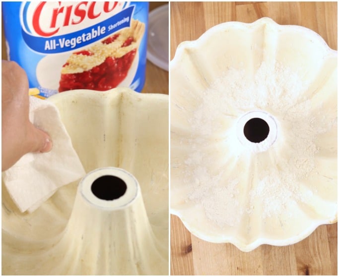 Greasing and flouring a bundt pan