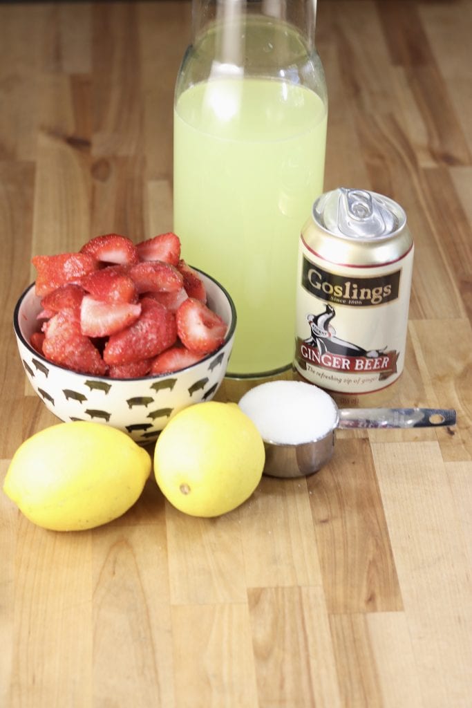 Ingredients for homemade strawberry lemonade