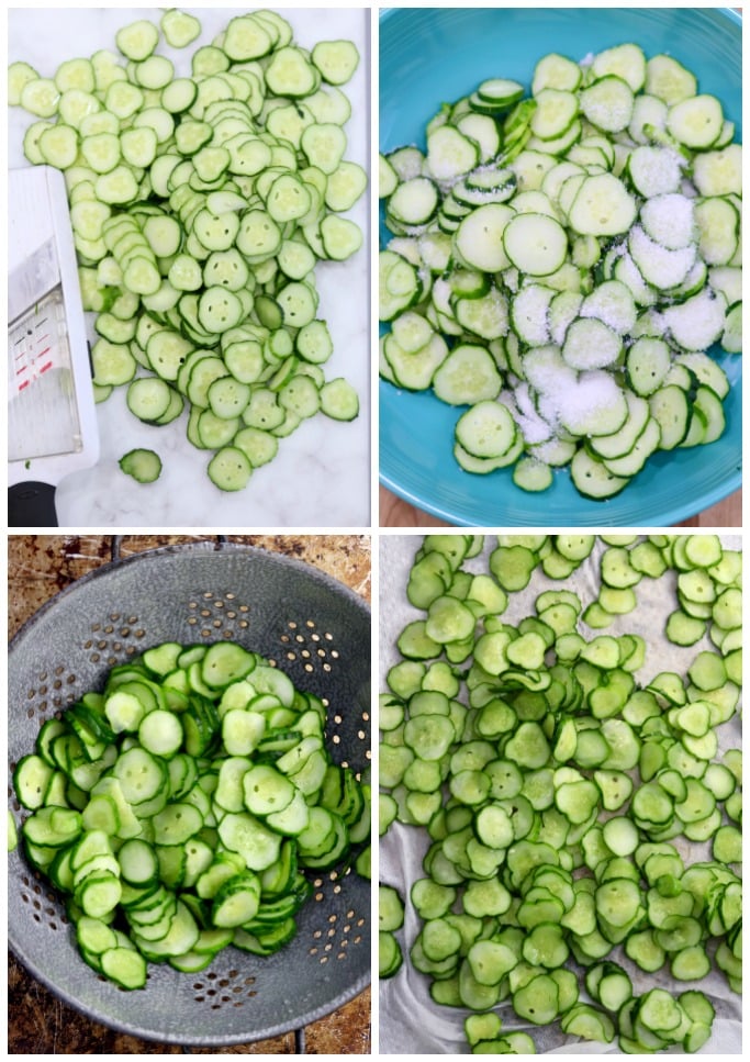 step by step photos salting cucumbers for salad