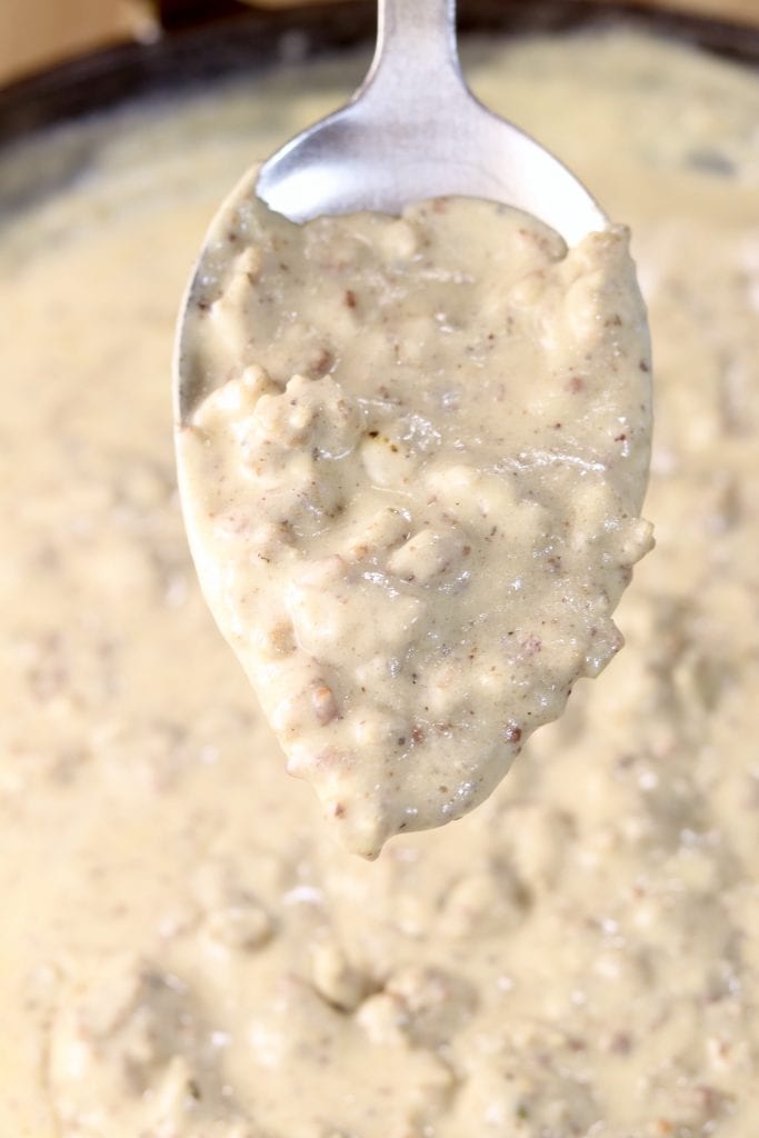 Spoonful of sausage gravy