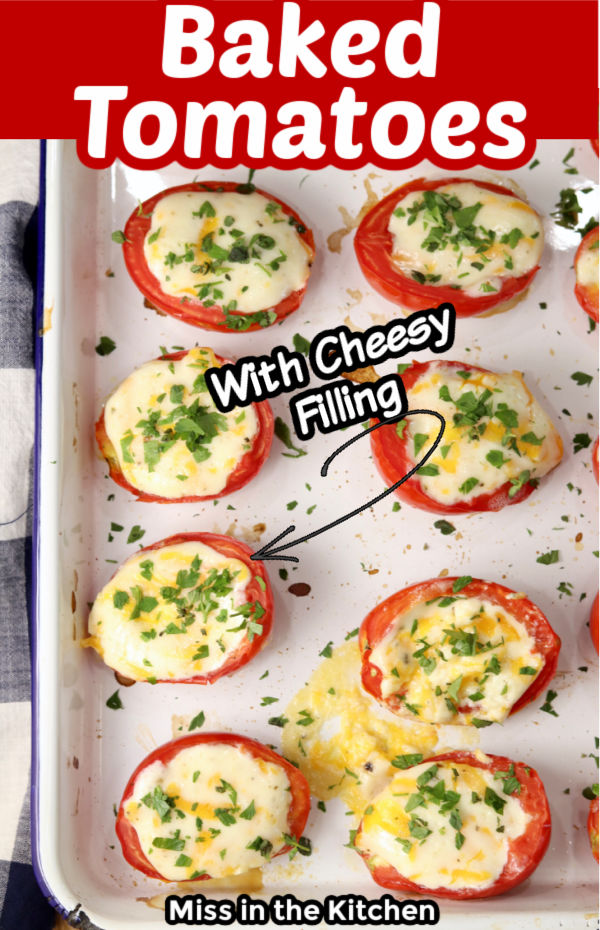 Baked Tomatoes with text overlay