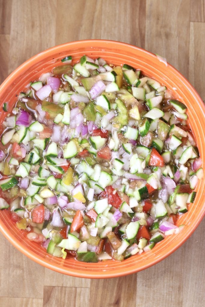 Chopped tomato, cucumber and vegetable salad