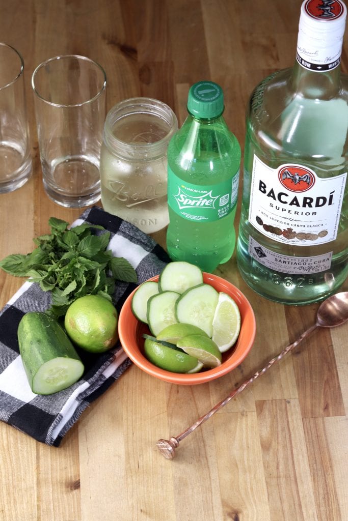 Ingredients for cucumber mojitos 