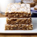 Date Bars with nuts - 3 bars stacked on a plate