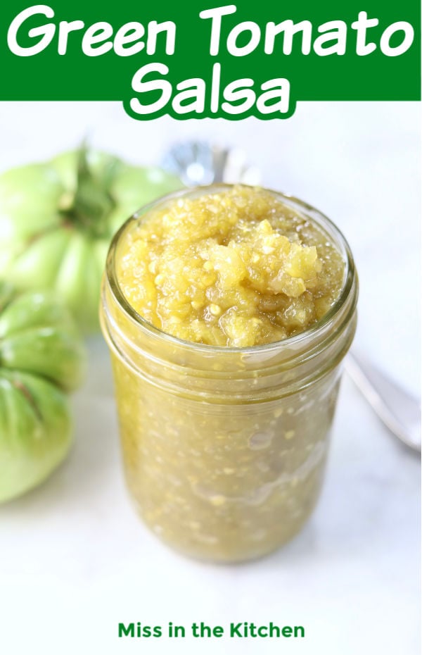 Green Tomato Salsa with text overlay