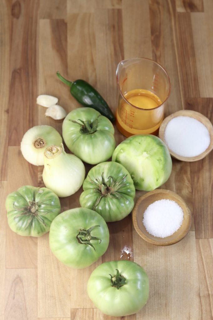 Ingredients for green tomato salsa