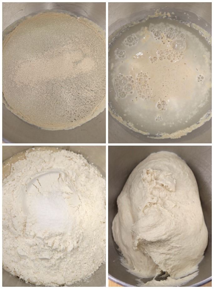 Step by step making focaccia bread dough with yeast