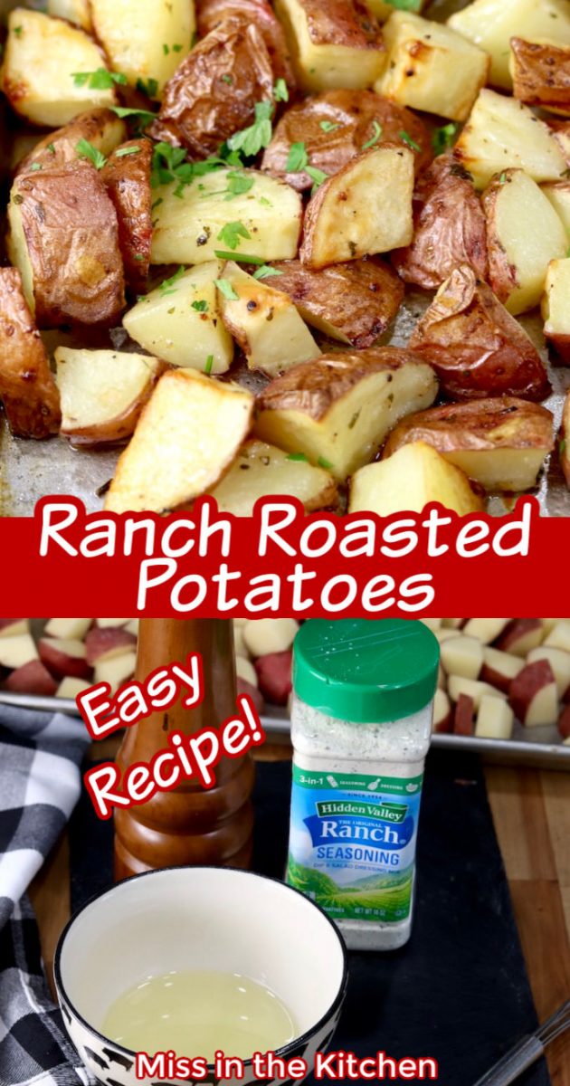 Roasted Potatoes collage with ingredients photo