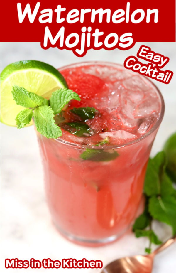Watermelon Mojitos with text overlay
