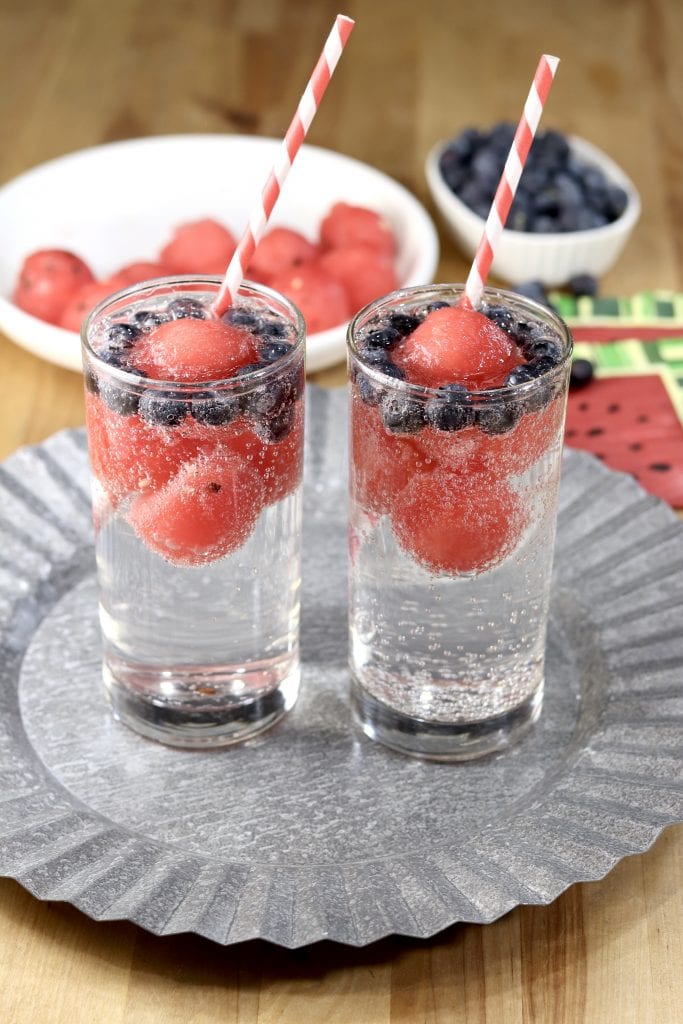 Watermelon Coolers with blueberries