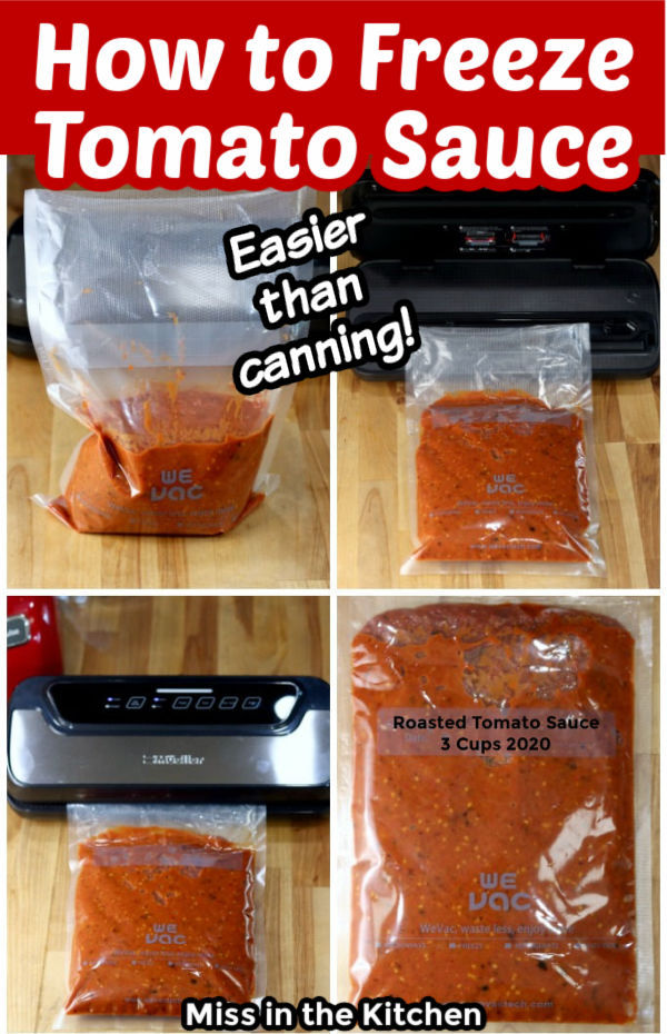 Collage how to freeze tomato sauce