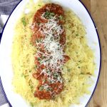 Marinara Sauce with spaghetti squash on a platter