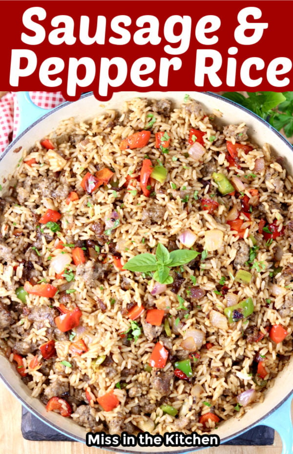 Sausage and Pepper Rice - with text overlay
