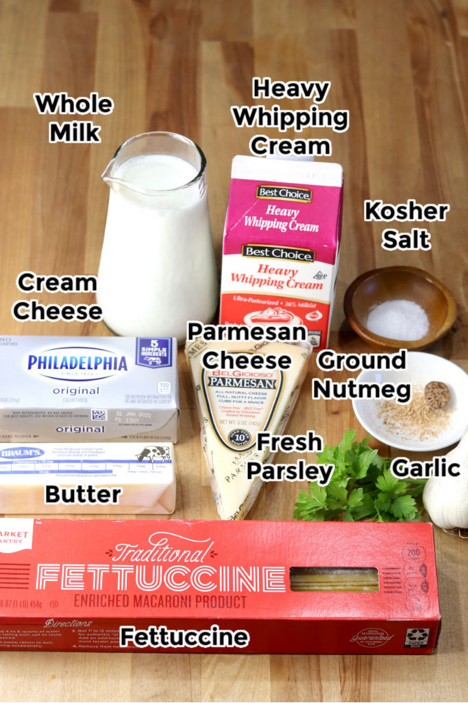 Ingredients for Creamy Fettuccine Alfredo