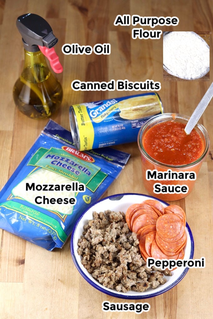 Ingredients for air fryer pizzas 