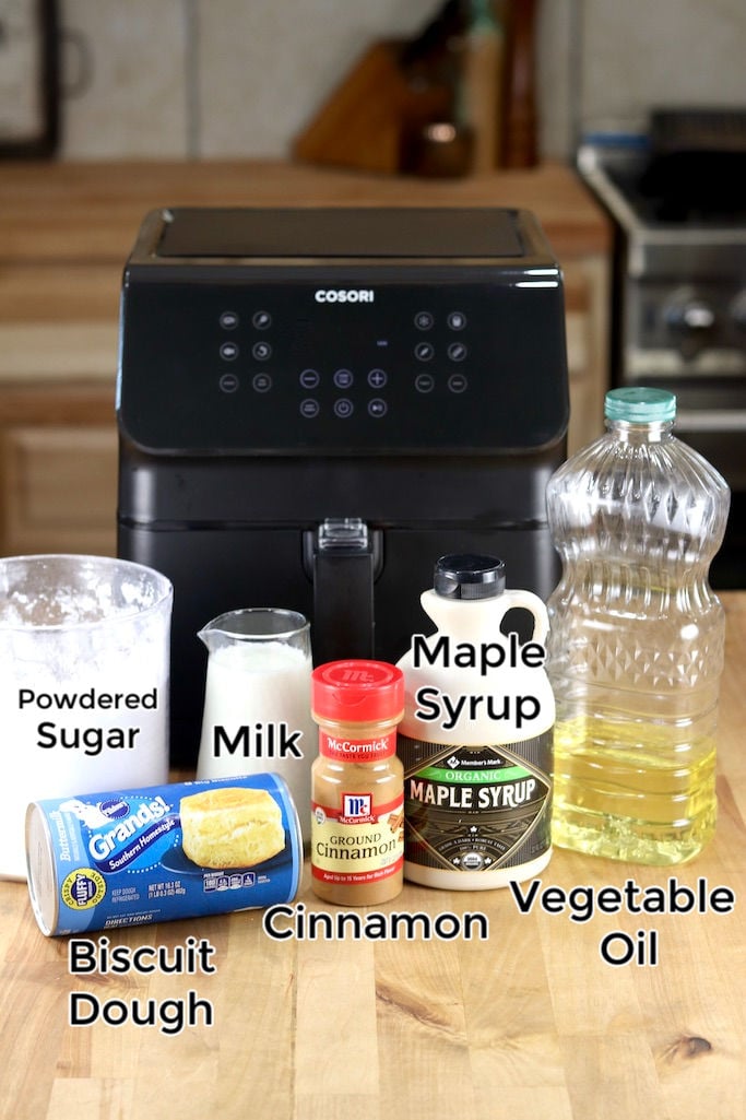 Ingredients with Air Fryer for Maple Donut Holes