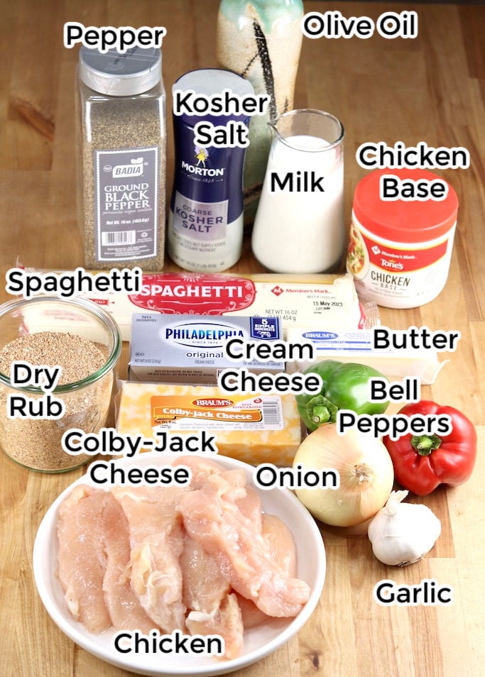 Ingredients for grilled chicken spaghetti