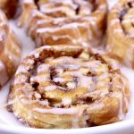 Apple Cinnamon Rolls close up on a white plate
