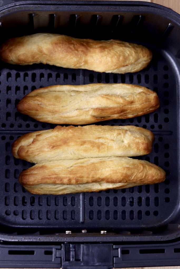 Breadsticks cooked in air fryer basket