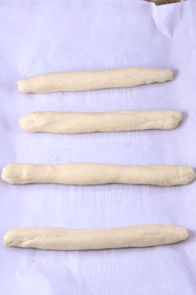 Biscuit dough rolled into breadsticks