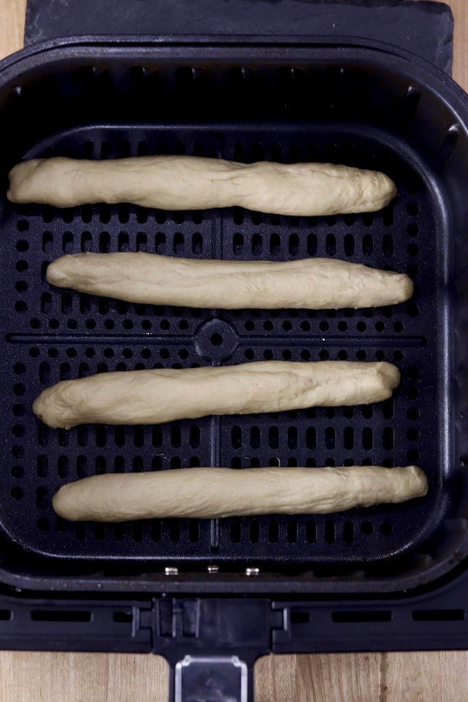 breadstick dough in air fryer basket
