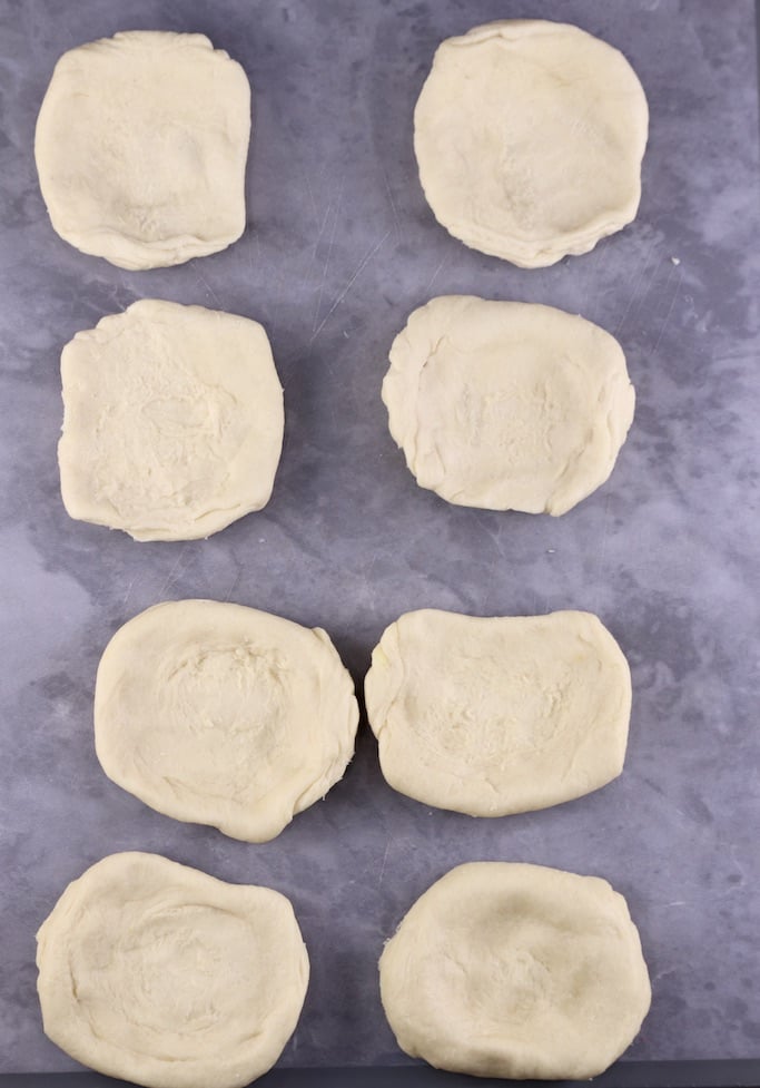 Crescent dough circles for danish