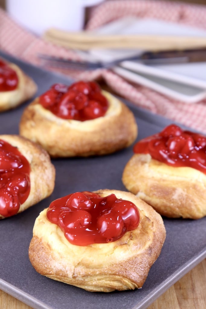 Cherry Cheese Danish on a tray